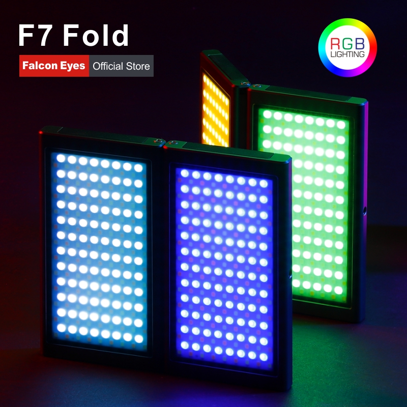 Softbox et bras magique Dimmable 2500 K-9000 K LED éclairage continu avec adsorbtion aimantée Adroid et contrôle dapplication iOS Falcon Eyes F7 Fold 24W RGB LED caméra vidéo 